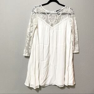 For Love & Lemons White Lace Sleeve Mini Swing Dress Womens S Babydoll Romantic